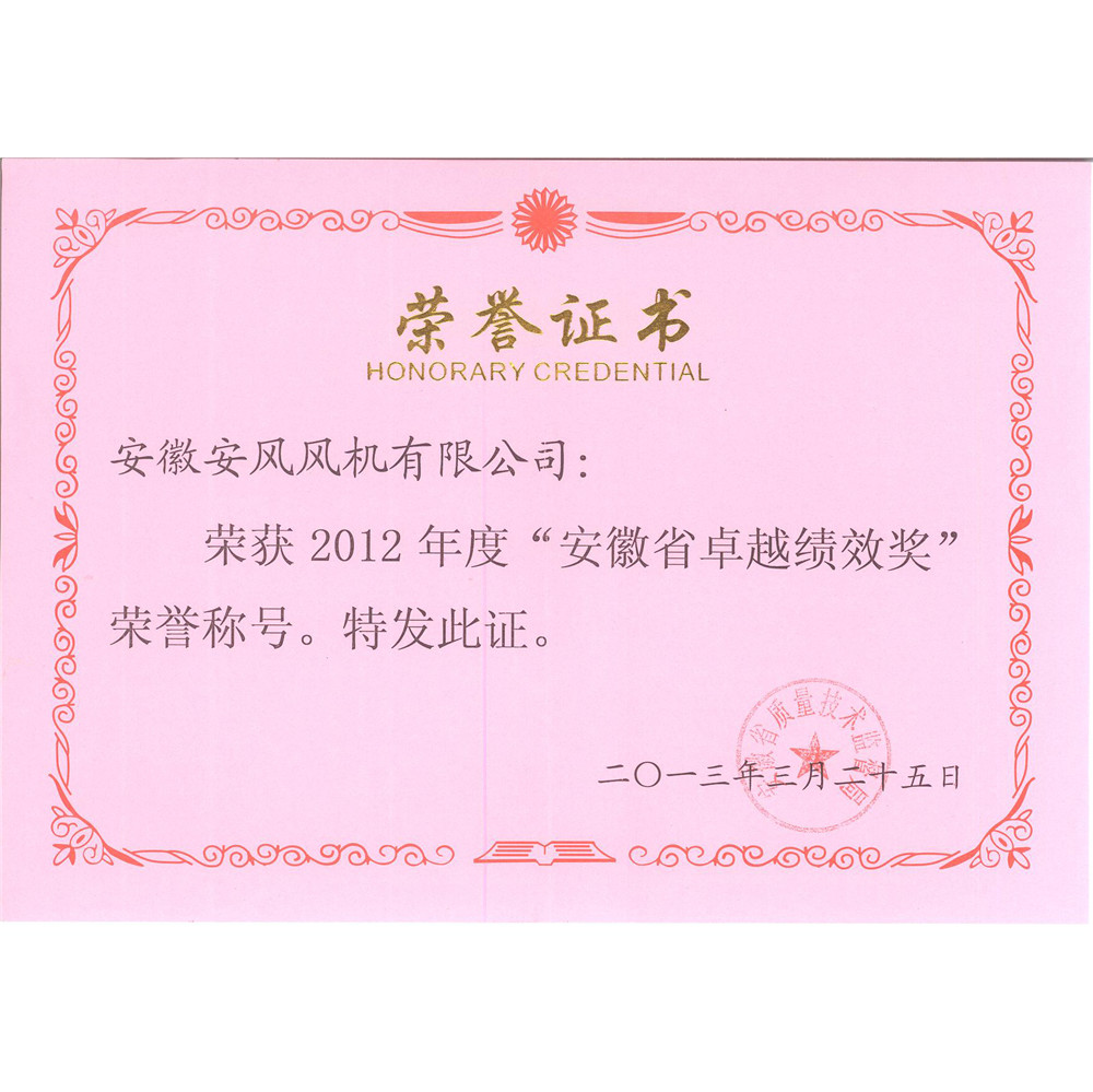 2013.3.25-安徽省卓越績效獎