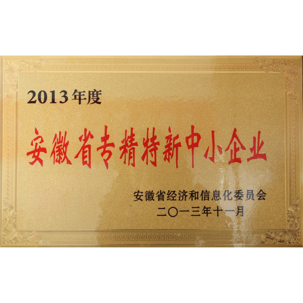 2013.11-2013年度安徽省專精特新中小企業(yè)